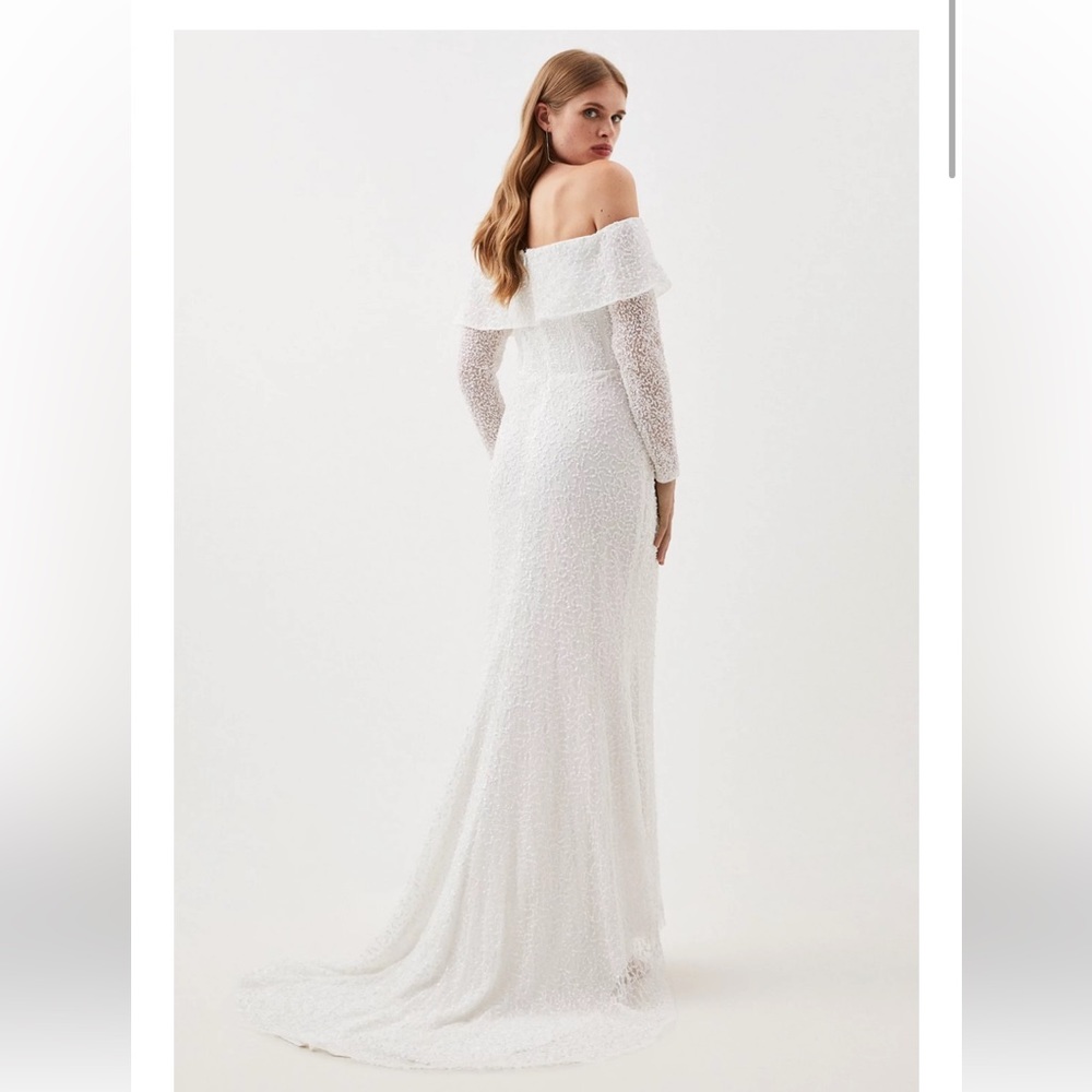 Embellished Off The Shoulder Draped Maxi Dress
